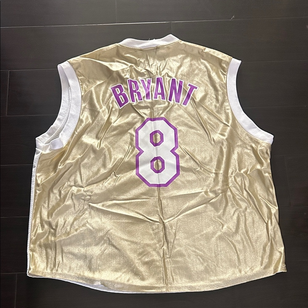 Los Angeles Lakers Kobe Bryant 2001 Gold Basketball Jersey with Purple Number 8